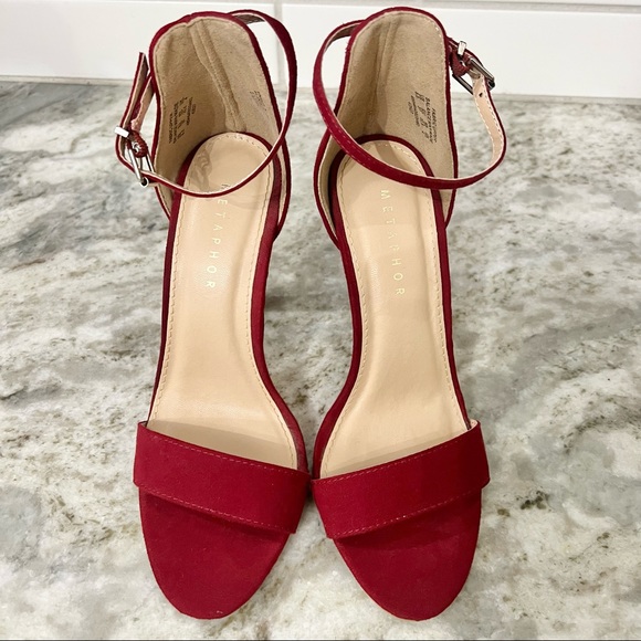 Metaphor Talula Dark Red Ankle Strap Dress Heeled Minimal Sandal Size 5.5 - Picture 2 of 9